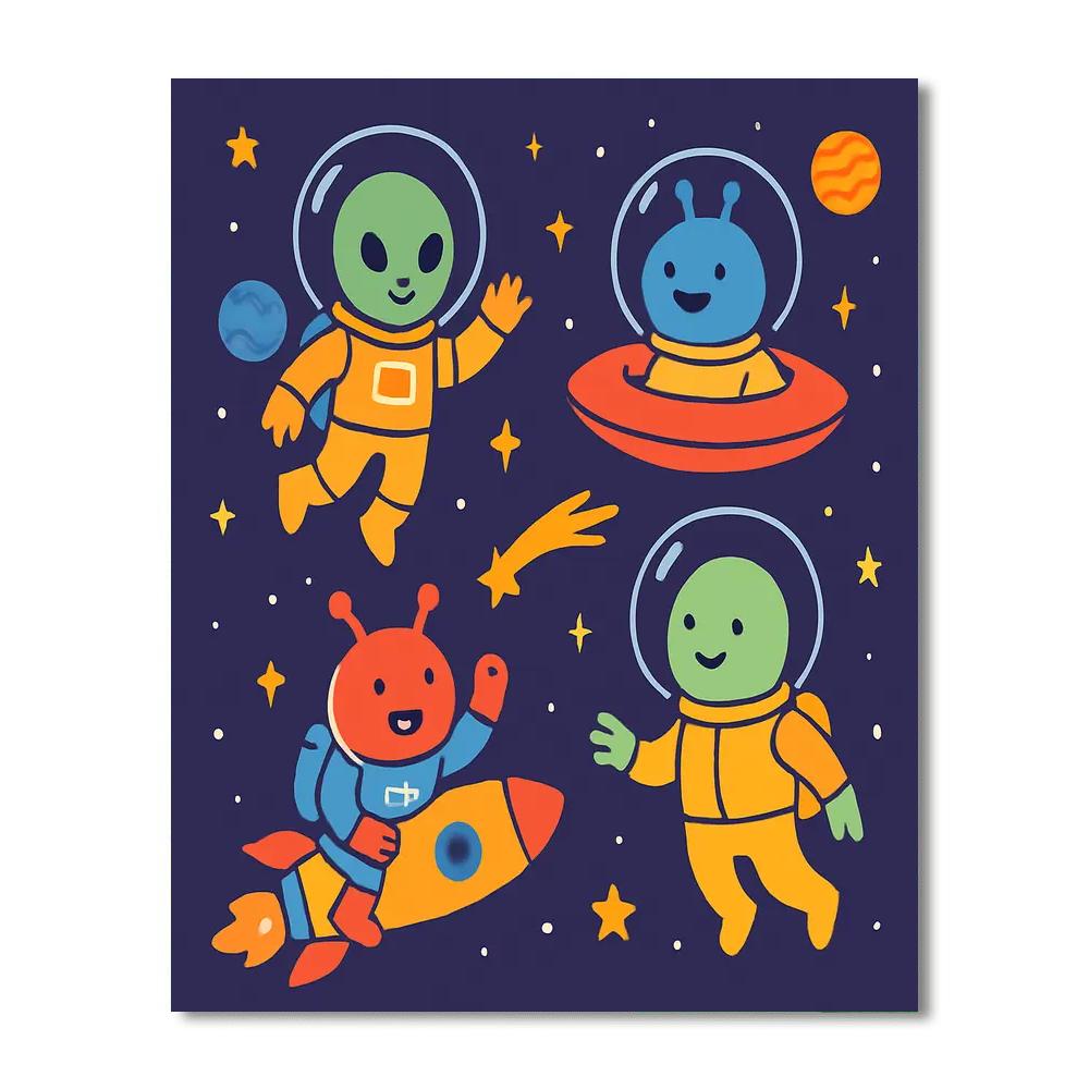 Astronaut Aliens Adventure DIY Paint By Numbers