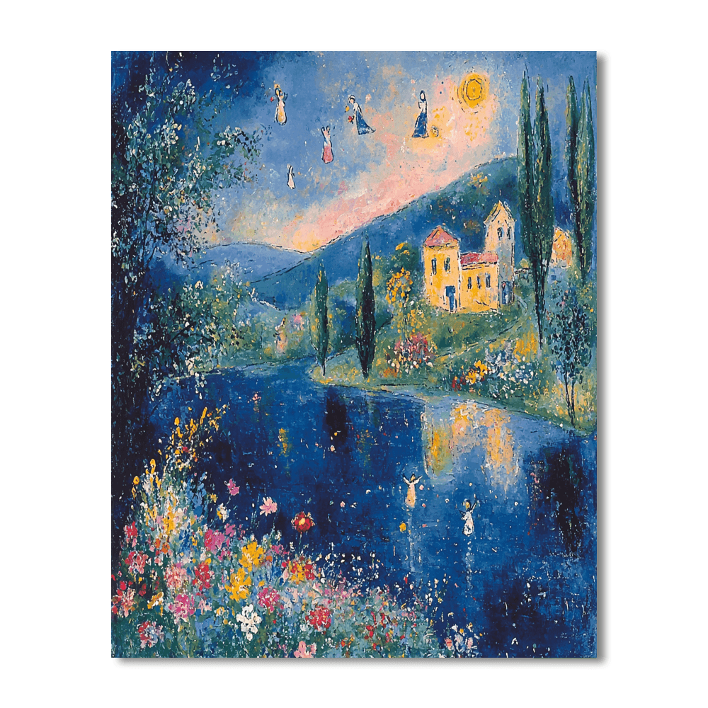 Chagall Inspired Elysian Dreamscape  Painting By Numbers Kit