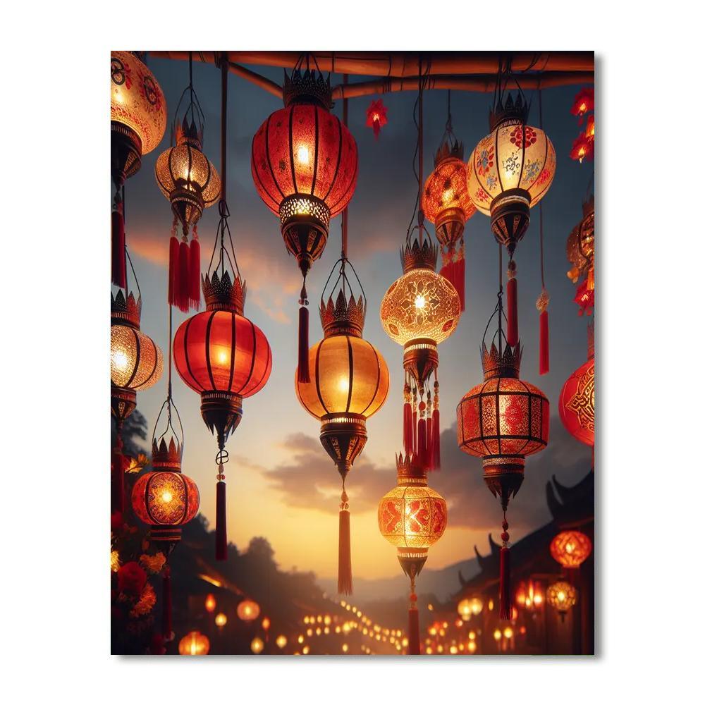 Enlightening Eastern Lanterns Number Painting