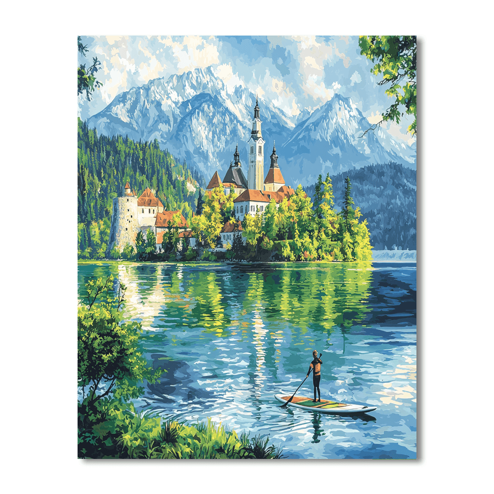 Paddleboarding On Lake Bled Numbered Painting Kits