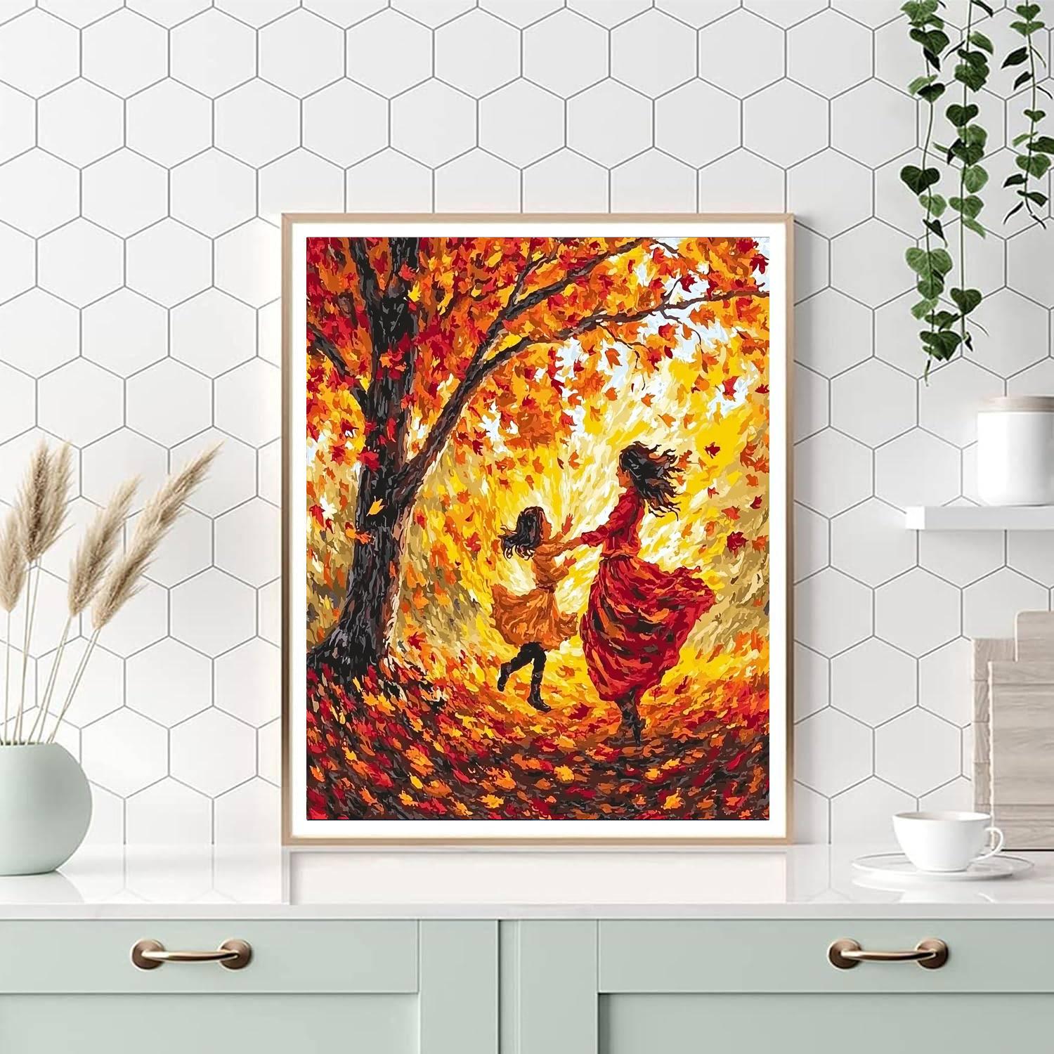 Dancing Leaves Of Love Number Painting