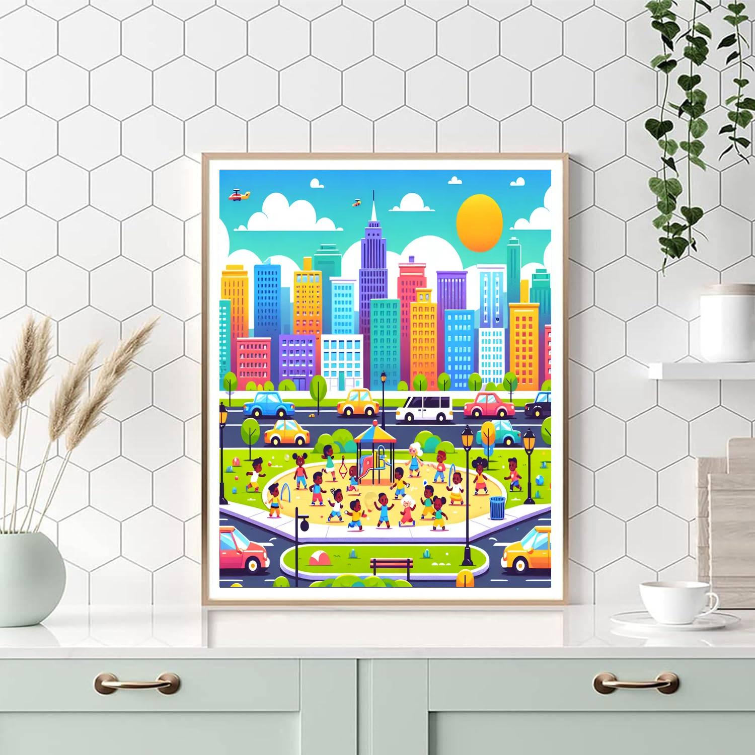Colorful City Adventures Painting Number Kit