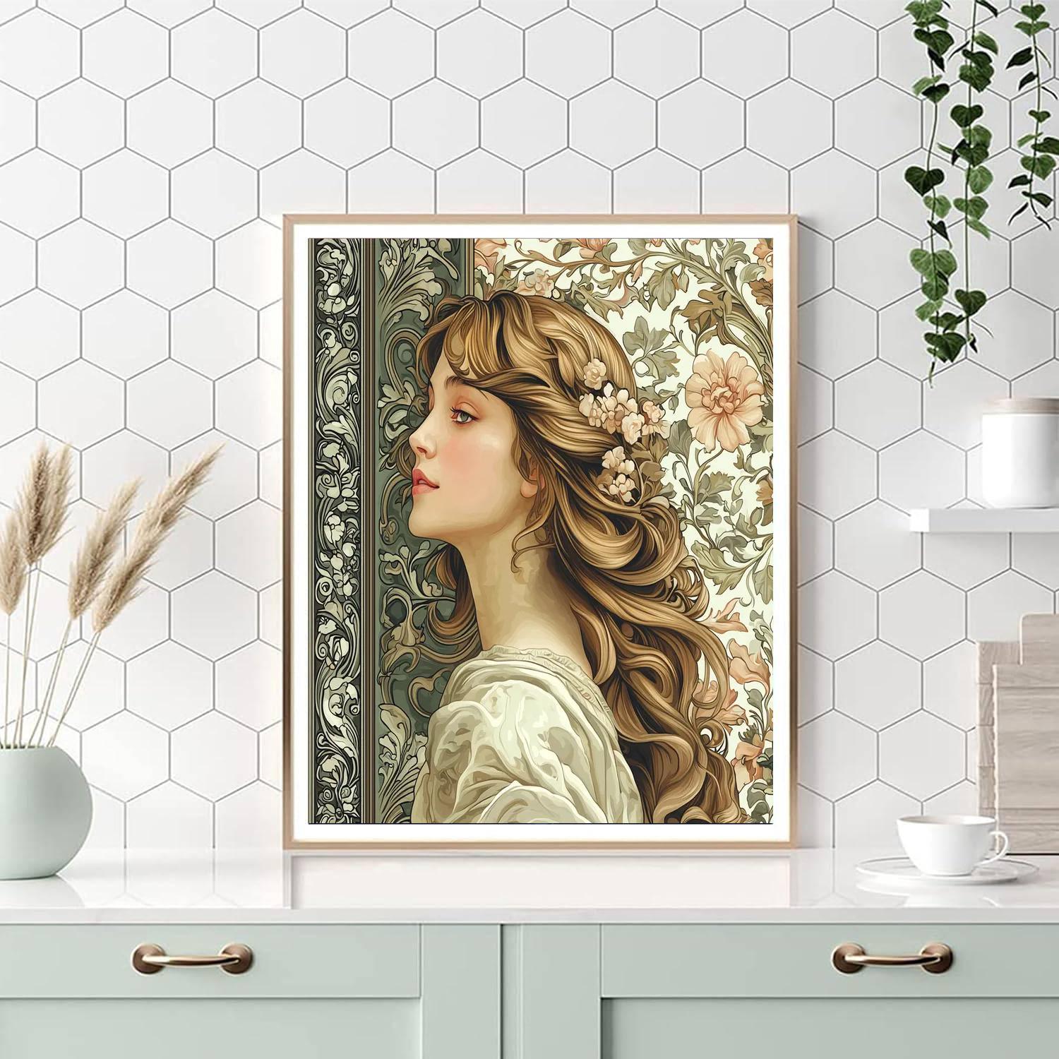 Alphonse Mucha Inspired Ornate Dreamscape  Painting Number Kit