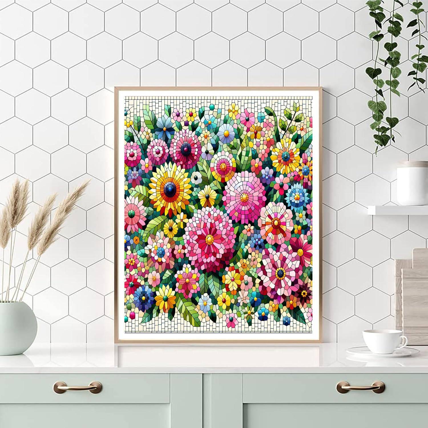 Radiant Floral Mosaic Paint By Color