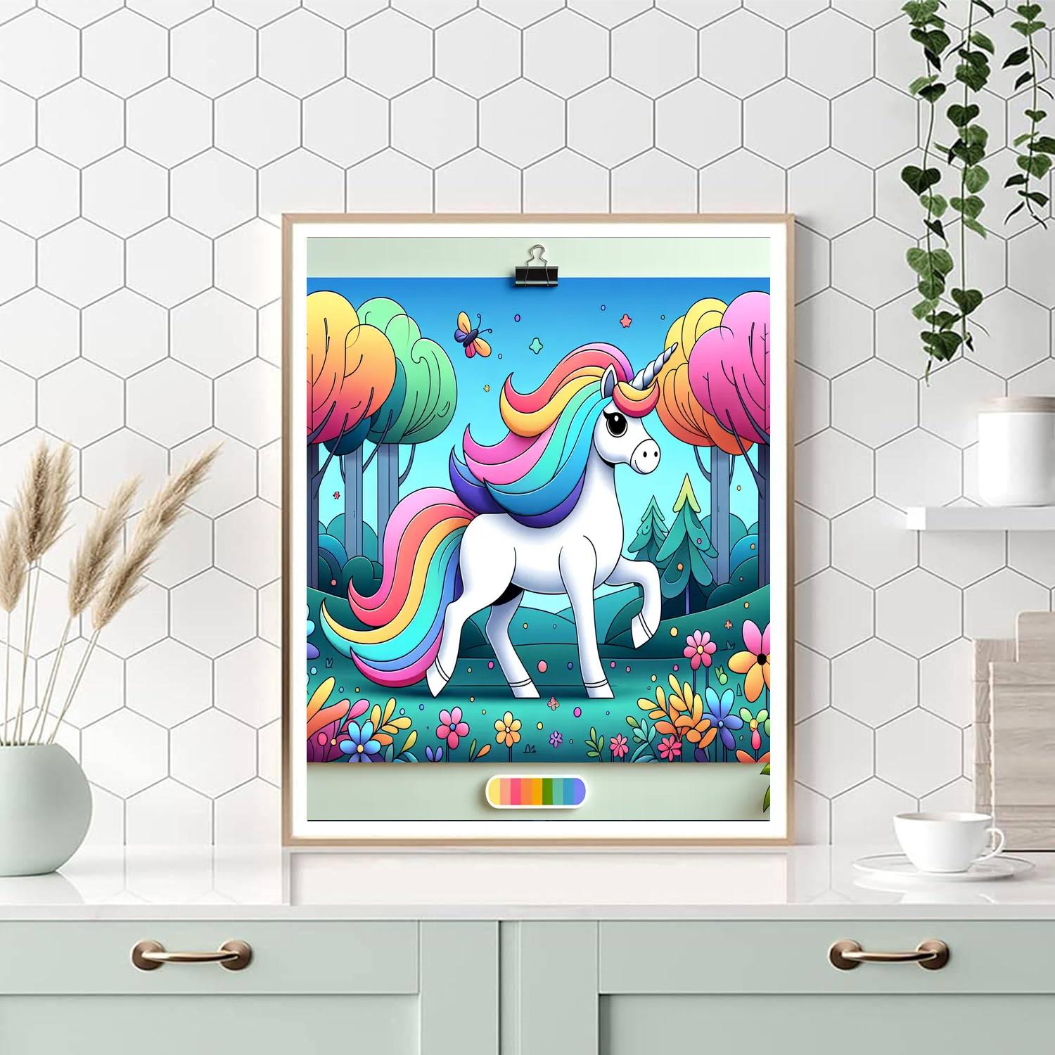 Dreamy Unicorn's Magical Forest Paint By Numbers Art