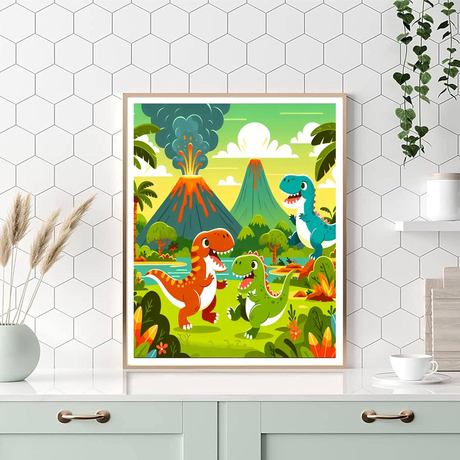 Dinosaur Dreamland Paint By Numbers Art