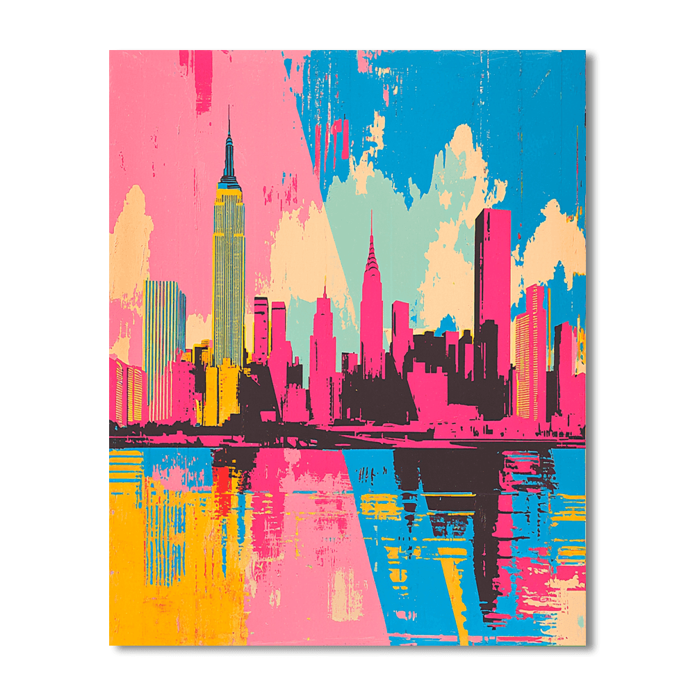 Andy Warhol Inspired Retro City Skyline  Paint By Color
