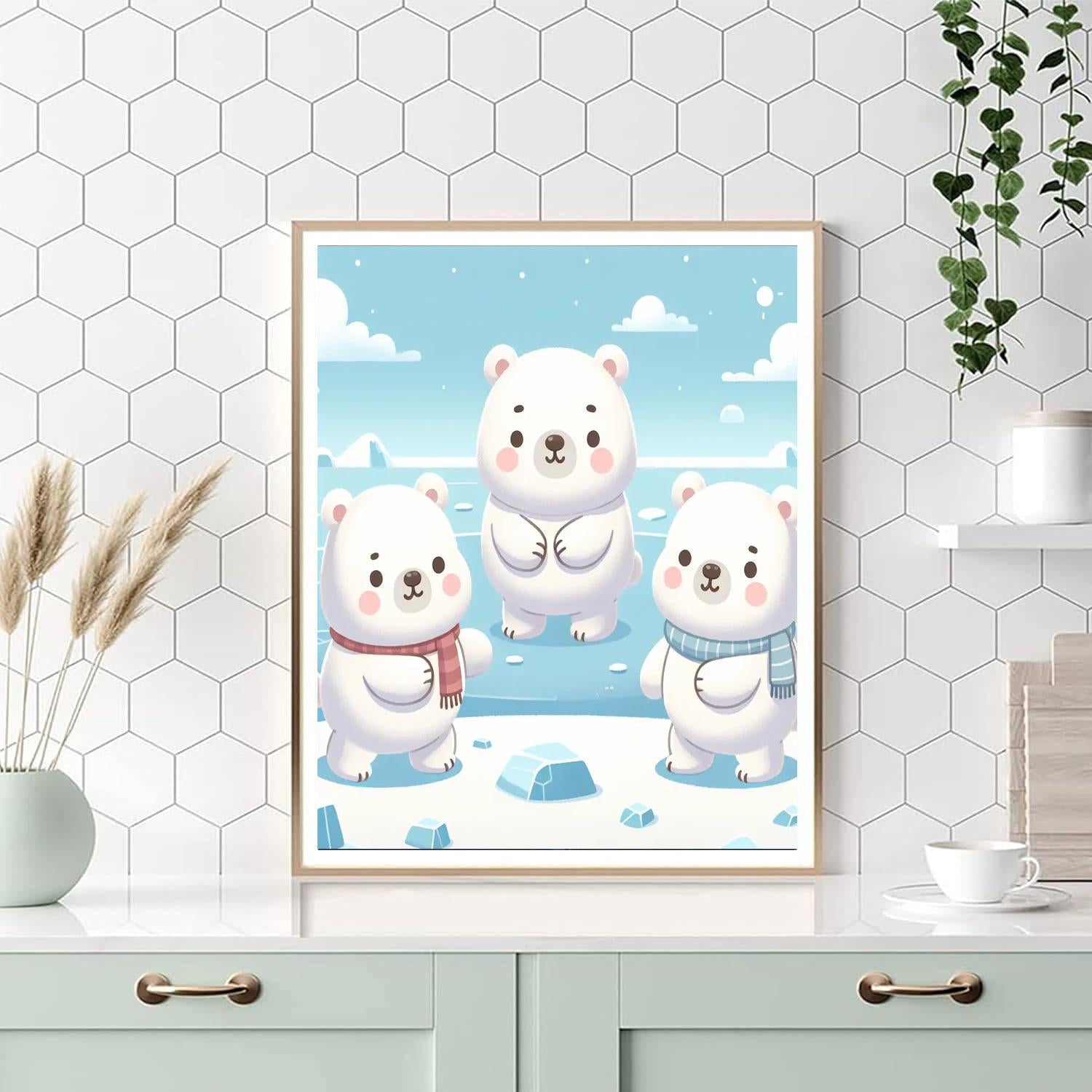 Playful Polar Bear Adventures Paint By Numbers Art