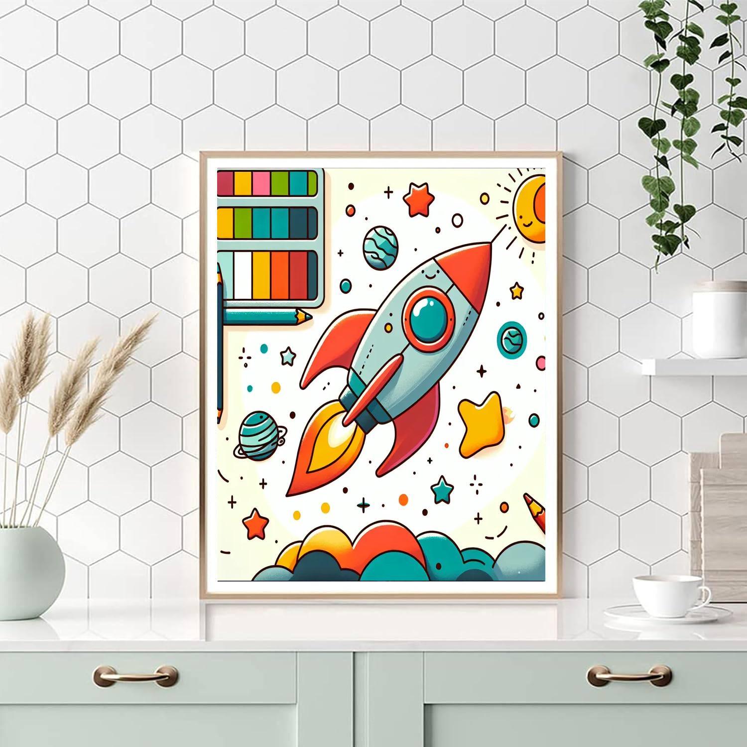 Funky Space Rocket Paint By Numbers