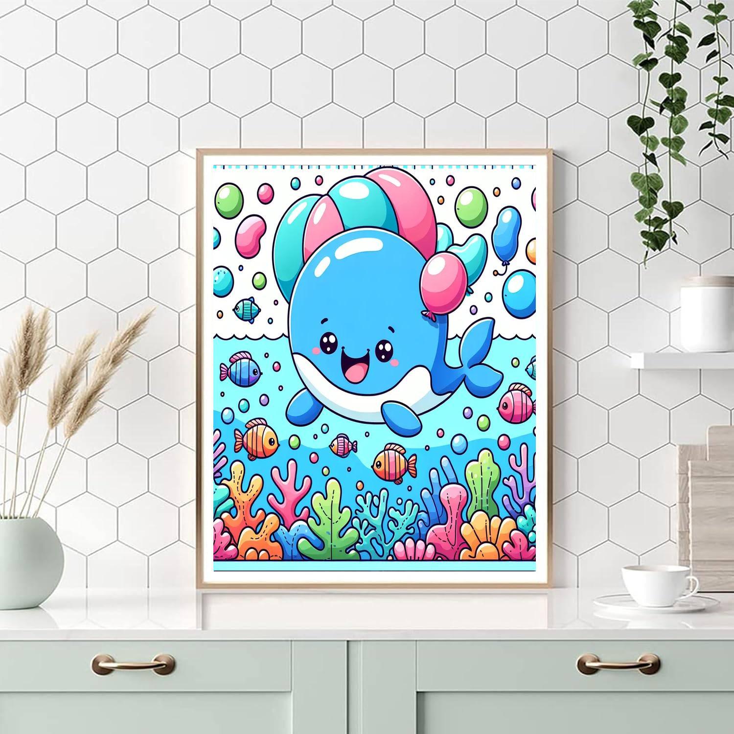 Silly Balloon Whale DIY Paint By Numbers
