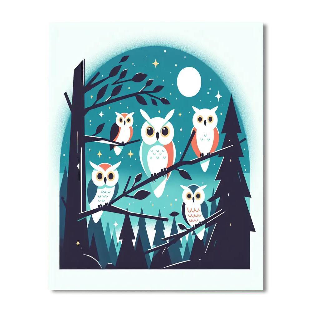Whimsical Owl Forest Numbered Painting Kits