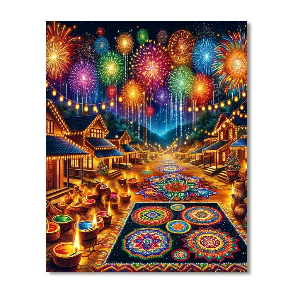 Diwali Festival - New Delhi Painting By Numbers Kit