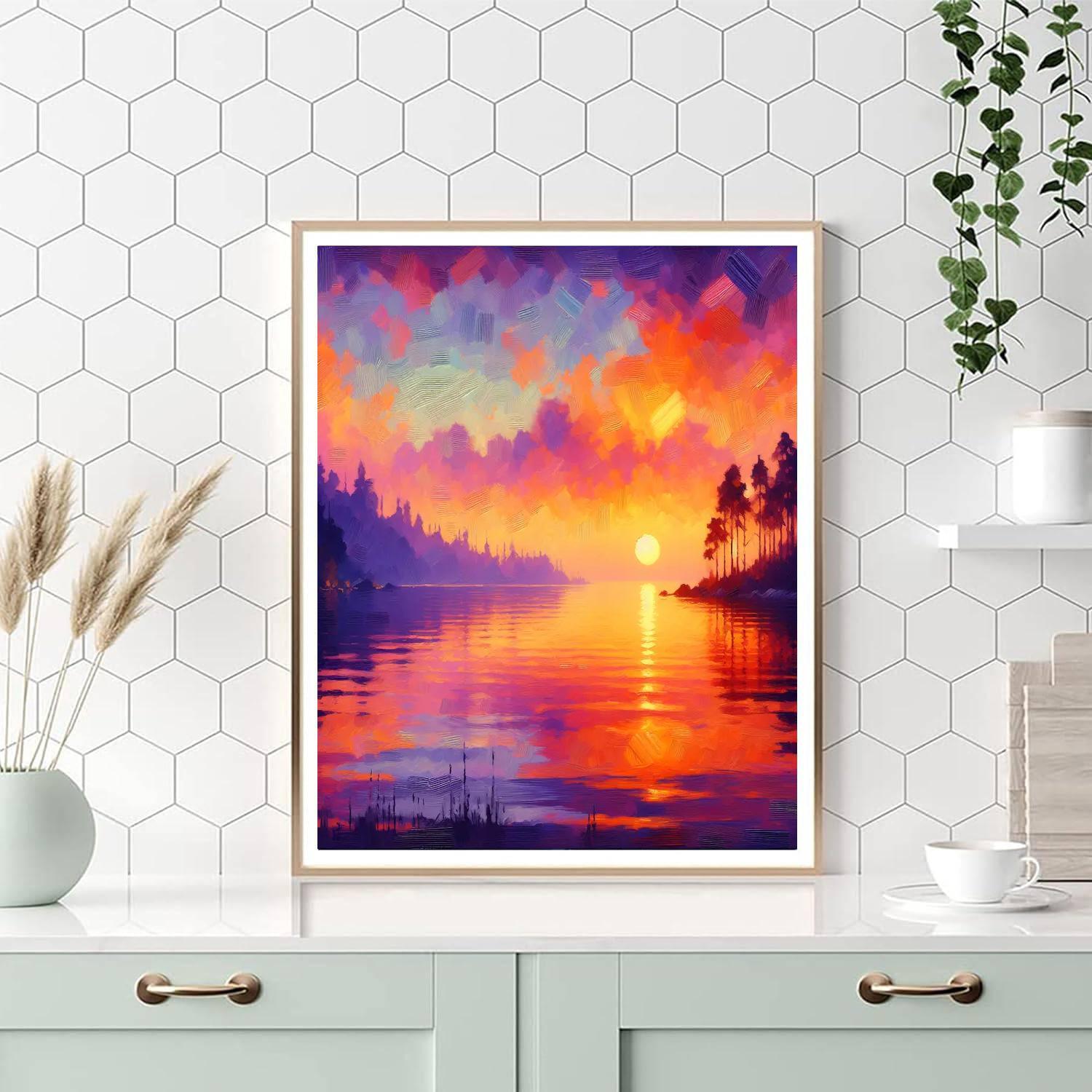 Romantic Sunset Over Water Numbered Painting Kits