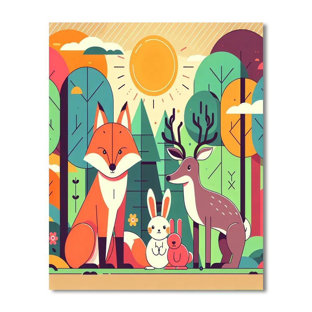 Cheerful Forest Critters Paint By Color