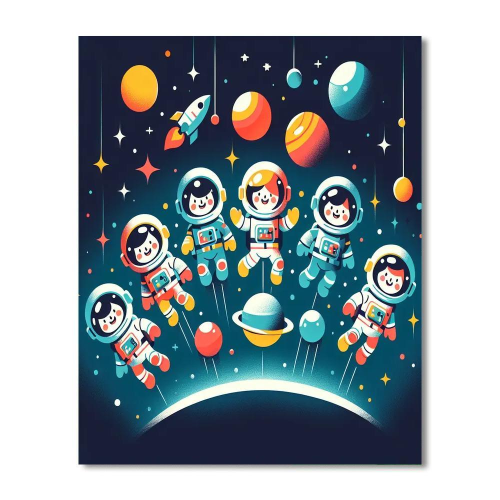 Astronaut's Cosmic Voyage Painting Number Kit