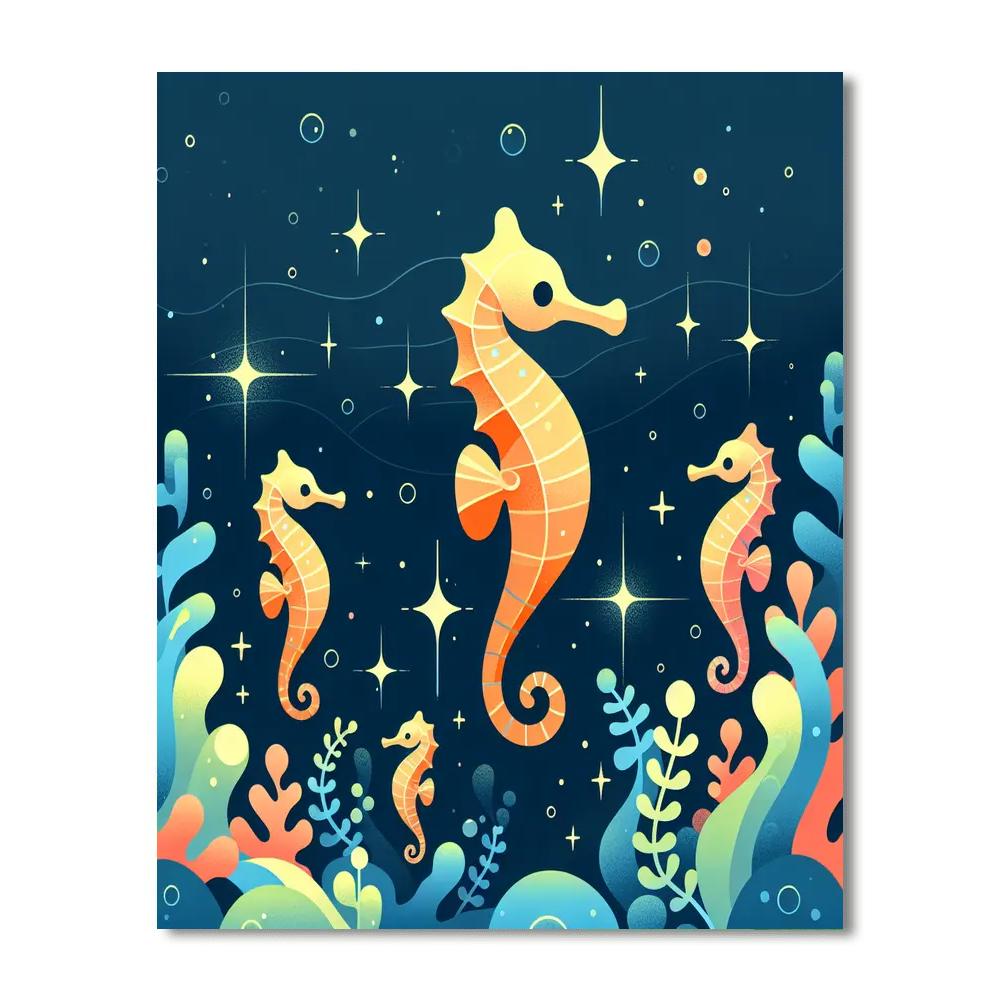 Starry Night Seahorse Numbered Painting Kits