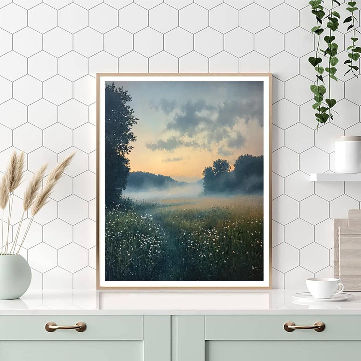 Nandalal Bose Inspired The Dawn Of Misty Meadows  Painting Number Kit