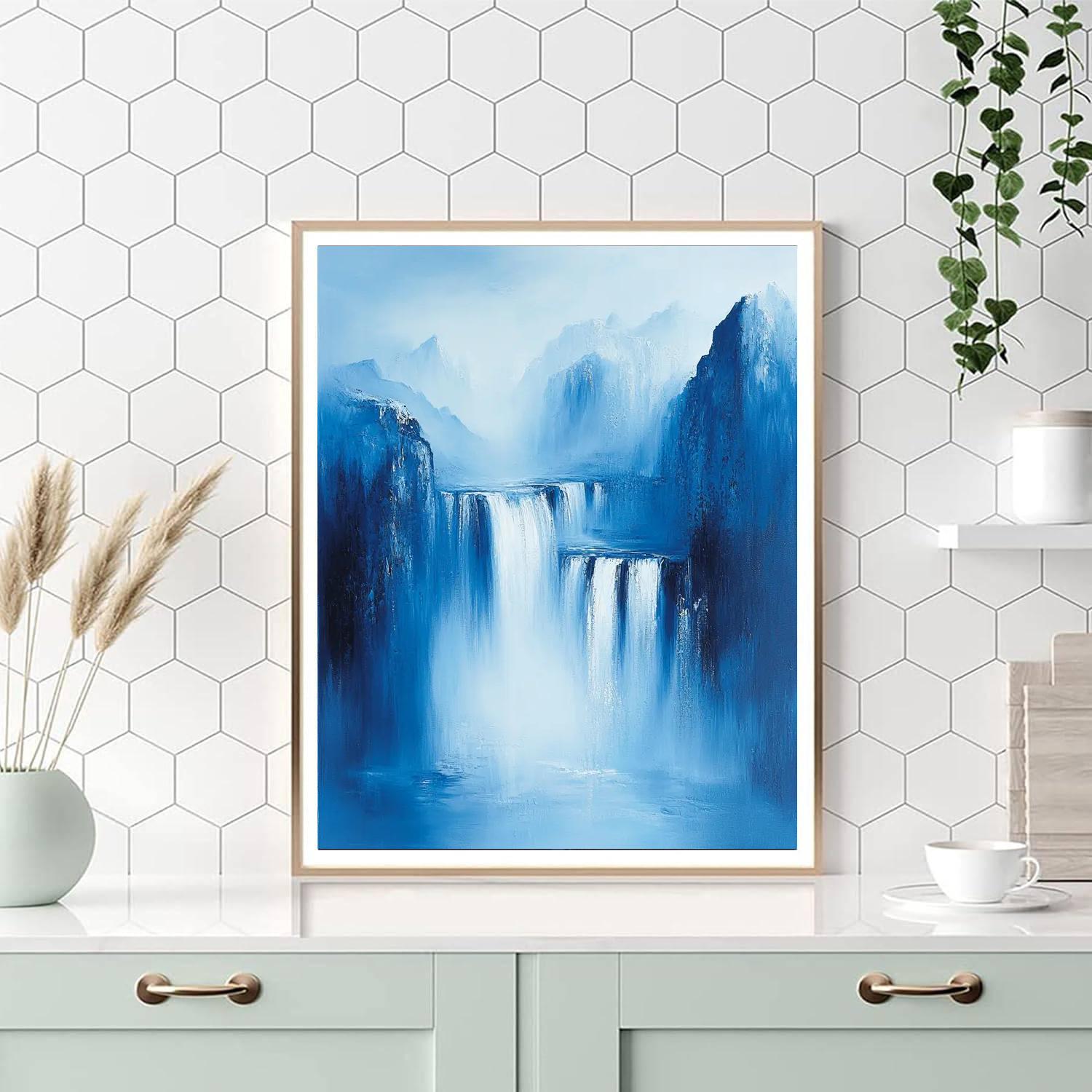 Nandalal Bose Inspired Serenity Of Waterfalls  Painting Number Kit