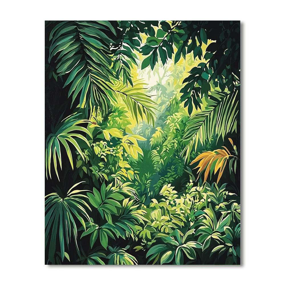 Henri Rousseau Inspired Theatrical Forest  Number Painting