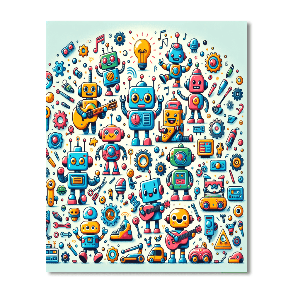 Funky Robot World Painting By Numbers Kit