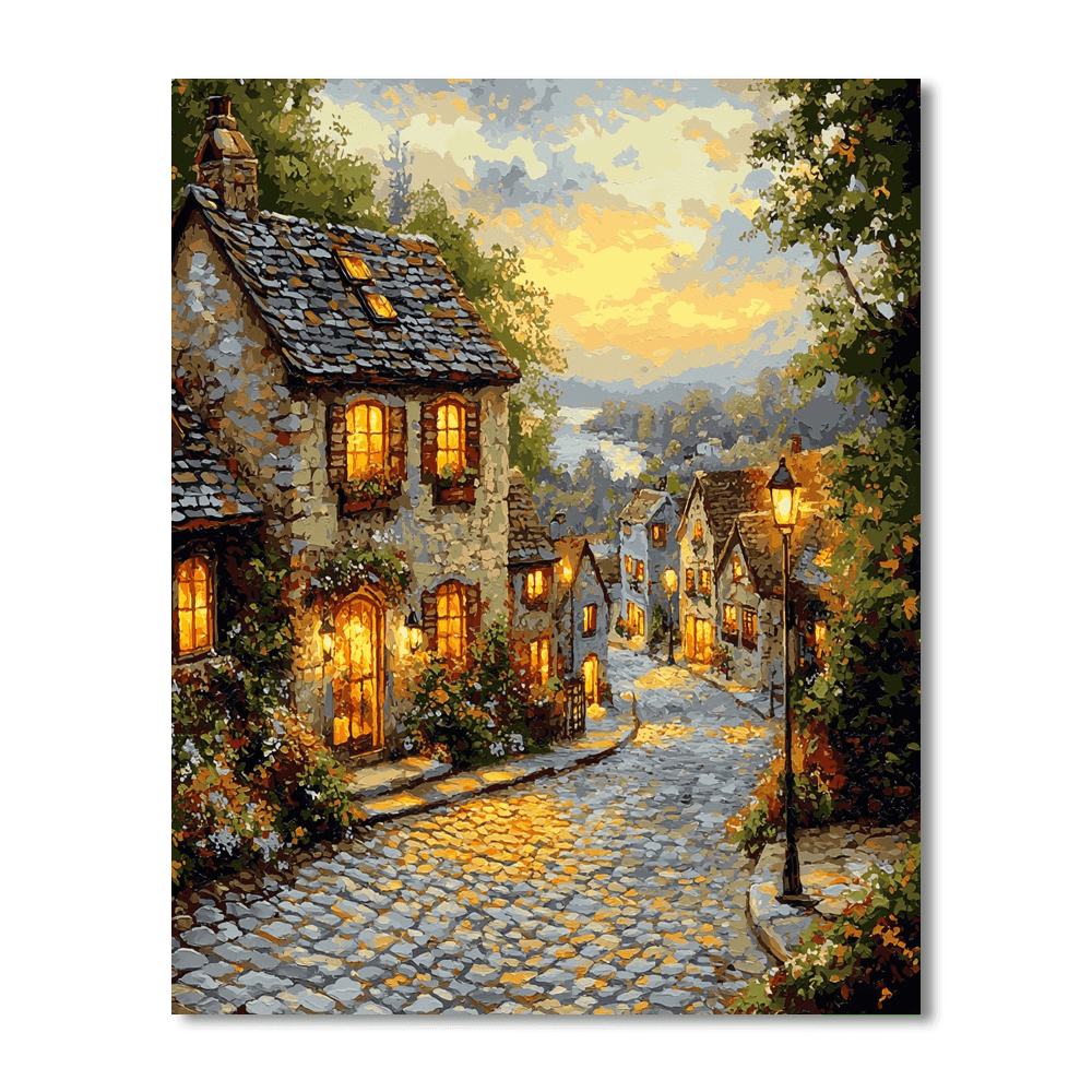 Kinkade Inspired Historical Streetscape  DIY Paint By Numbers