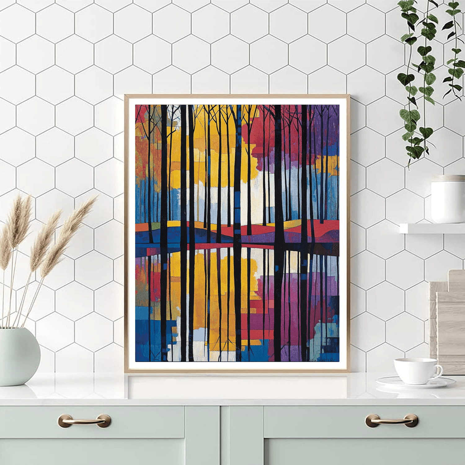 Piet Mondrian Inspired Mondrian's Woodland Reflections  Paint By Numbers Kits