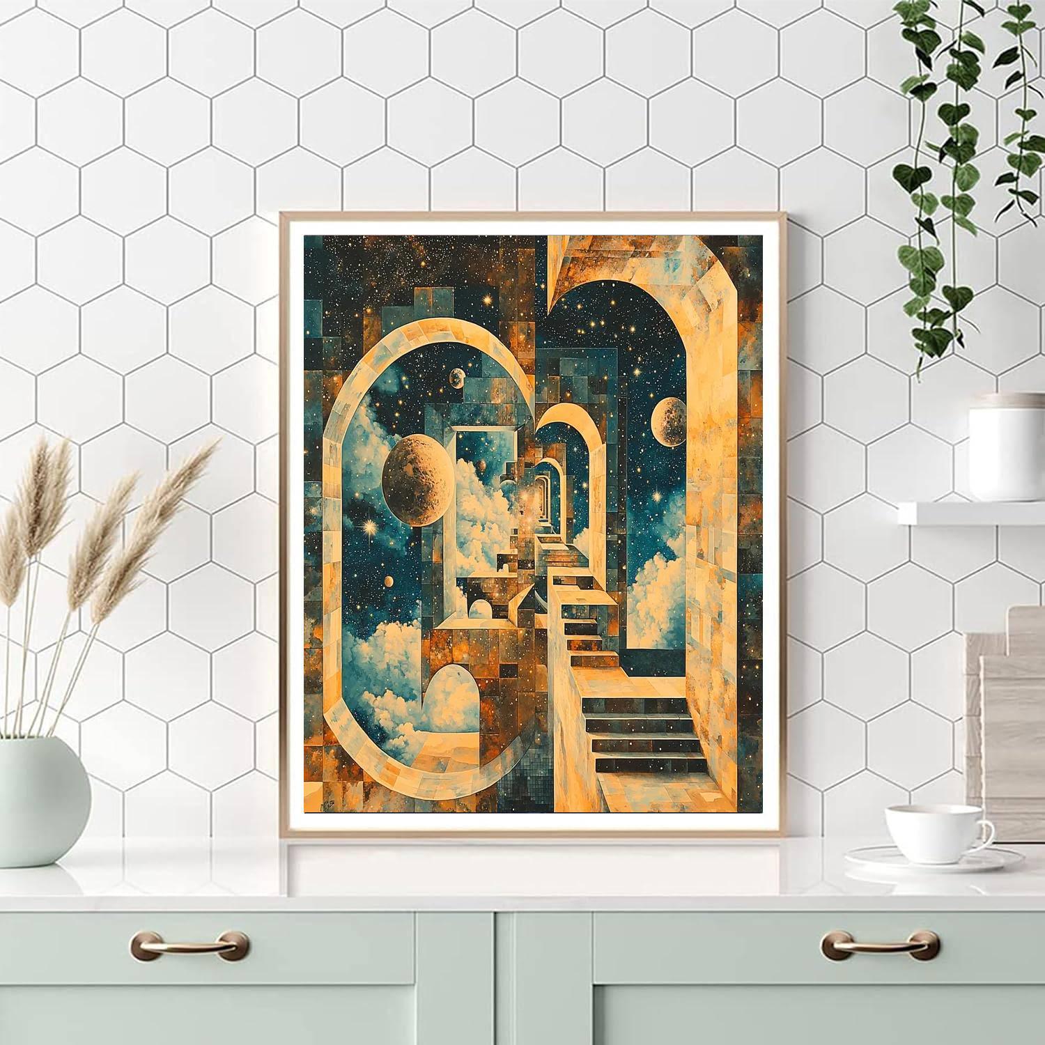 M.C. Escher Inspired Mystical Celestial Bodies  Paint By Numbers