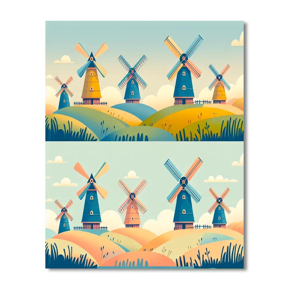 Whimsical Windmill Wonders Painting Number Kit