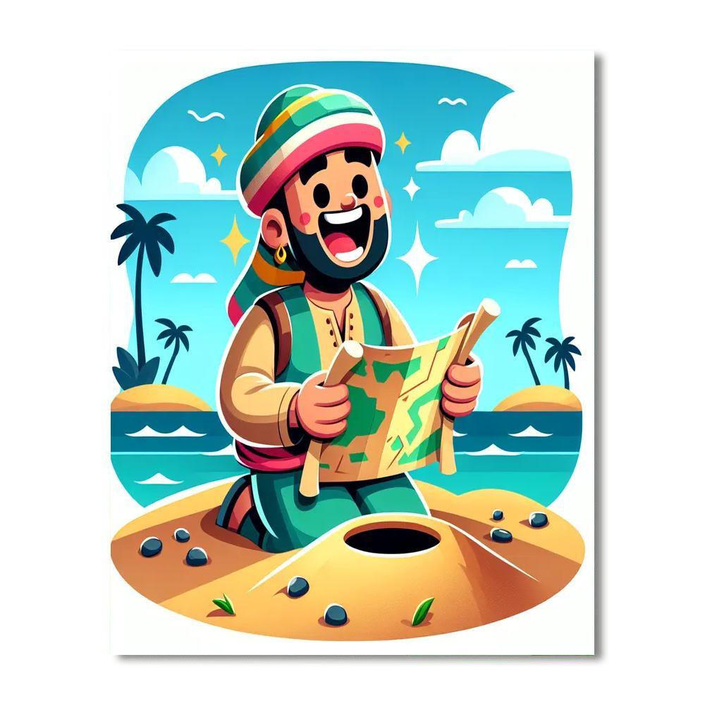 Excited Treasure Hunter DIY Paint By Numbers