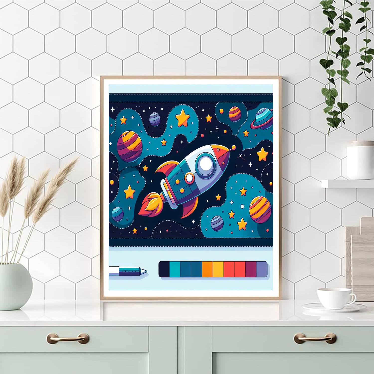 Silly Spaceship Paint By Numbers Art