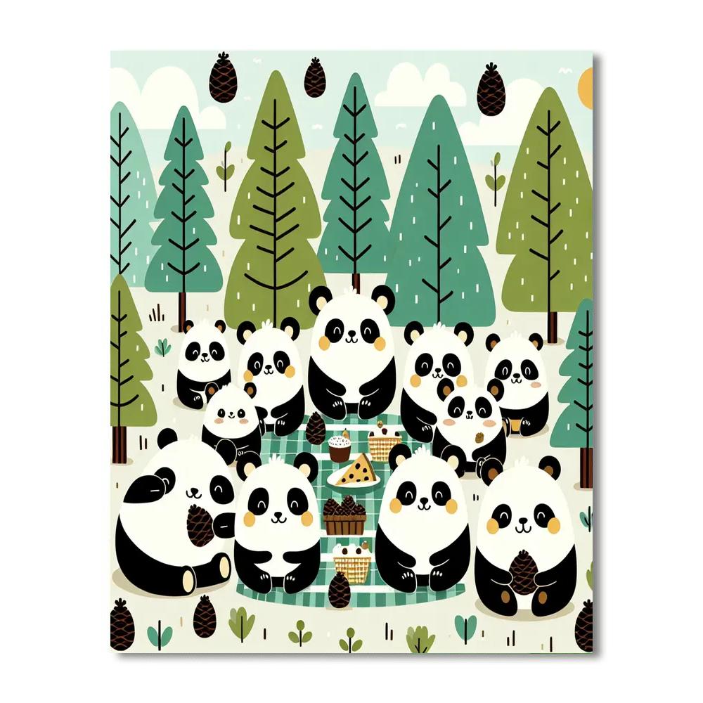 Pinecone Panda Picnic Painting Number Kit