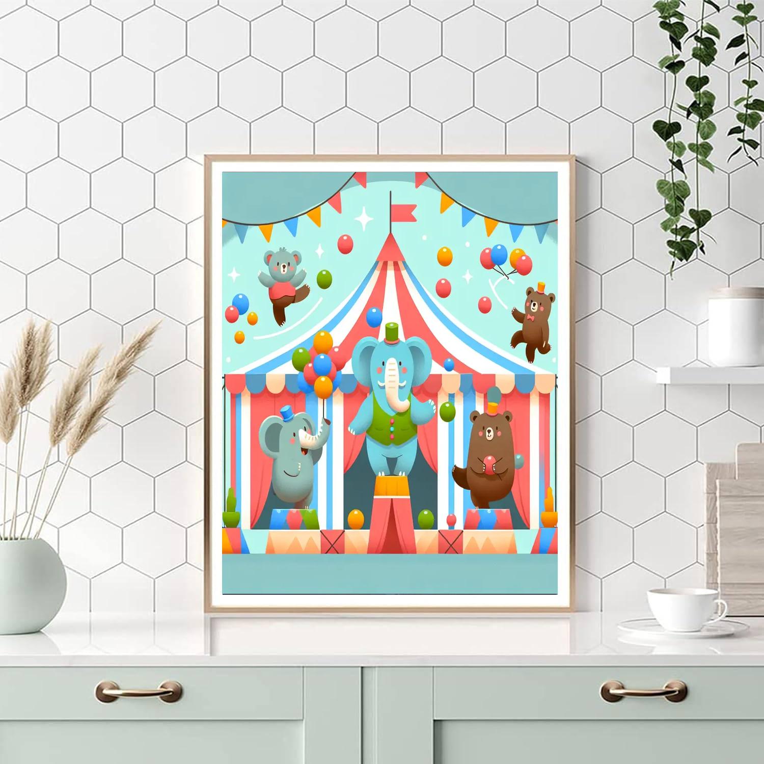 Artistic Animal Circus Painting Number Kit