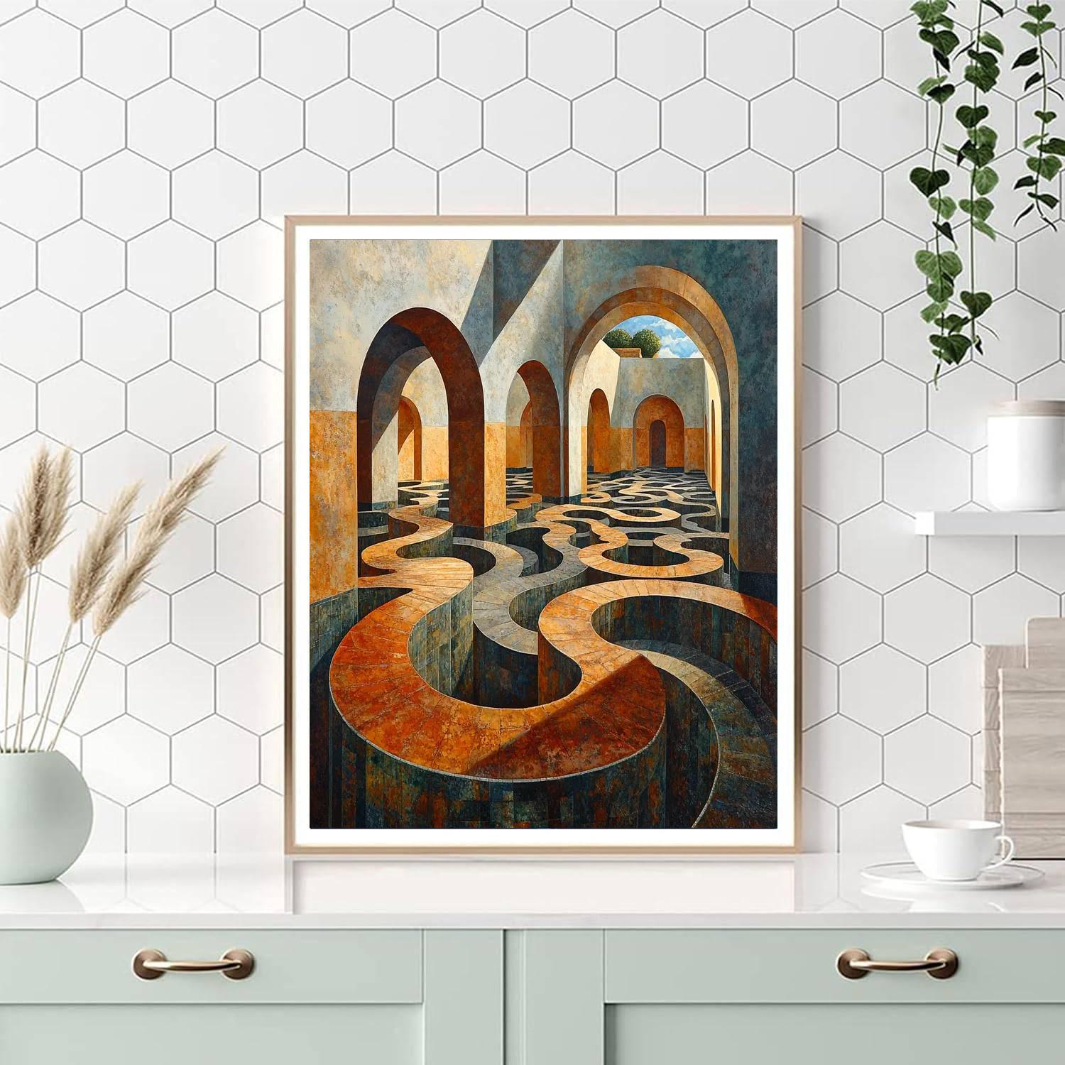 M.C. Escher Inspired Eternal Labyrinths  Paint By Numbers