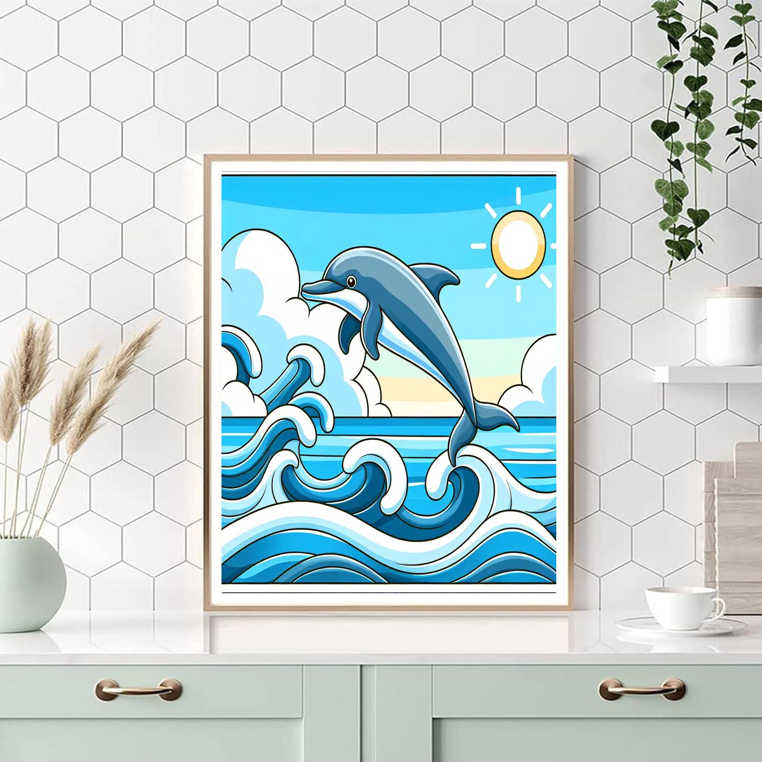 Majestic Dolphin Leap Painting Number Kit
