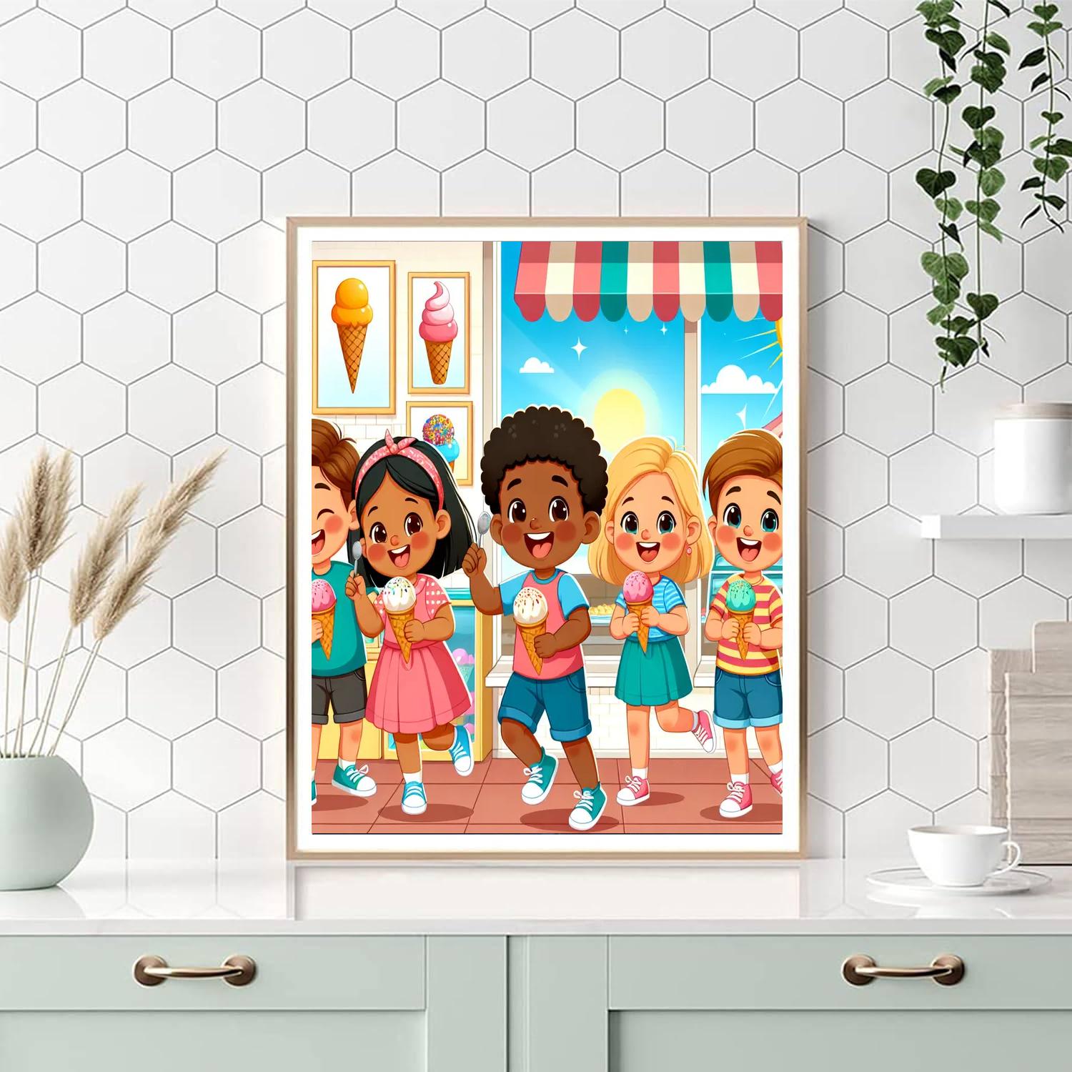 Sunny Ice Cream Shop Paint By Number