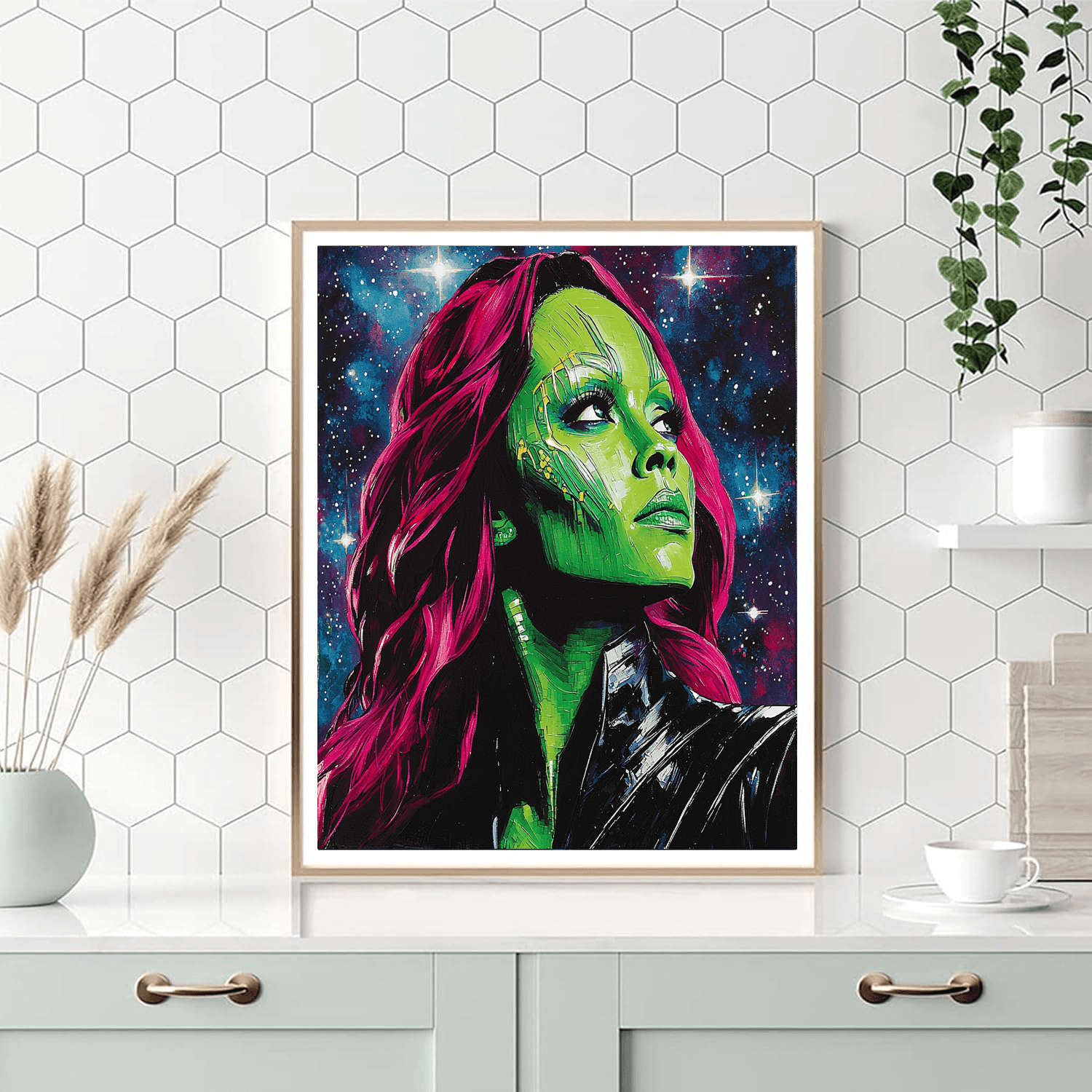 Zoe Saldana: Star-dusted Green Galaxies Painting Number Kit