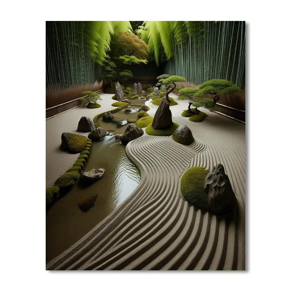 Tranquil Zen Garden Reflection Paint By Color