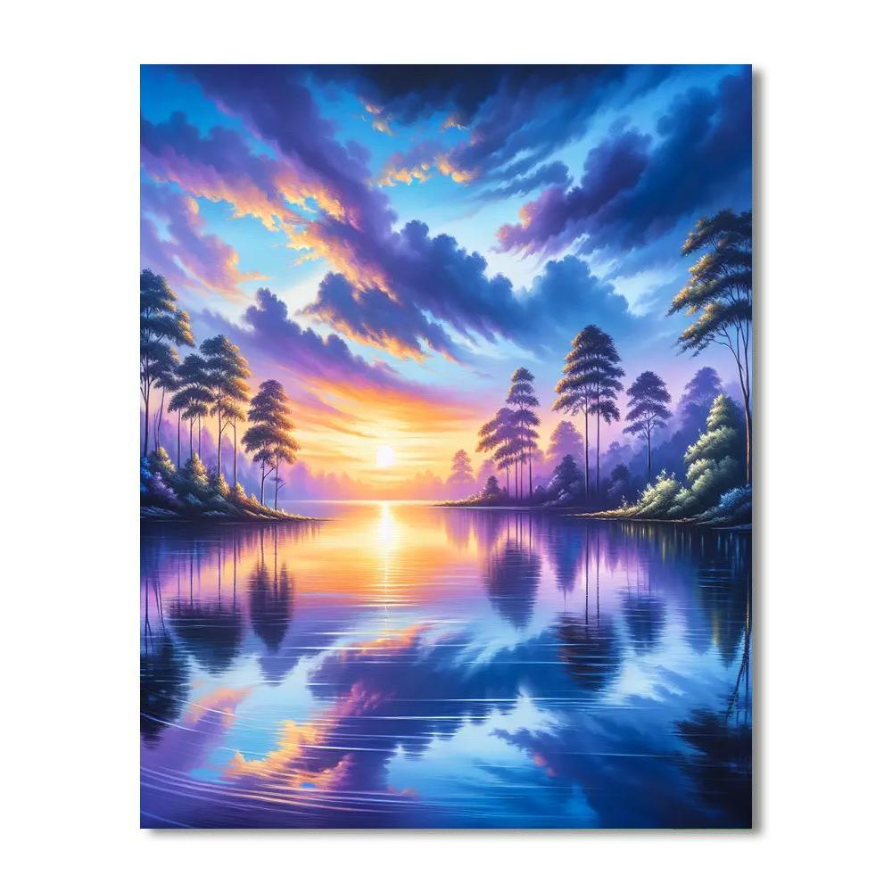 Tranquil Lakeside Reflection Paint By Numbers