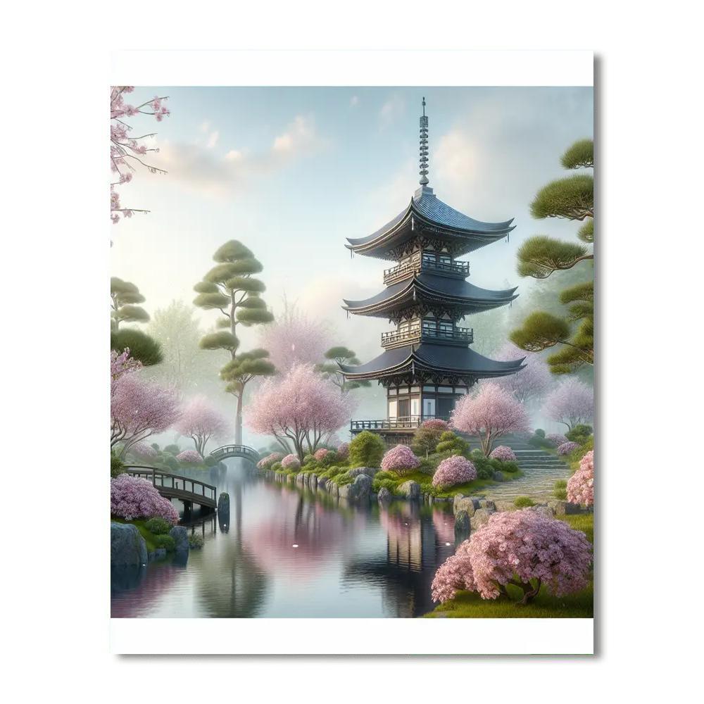 Mystical Japanese Pagoda Painting By Numbers Kit