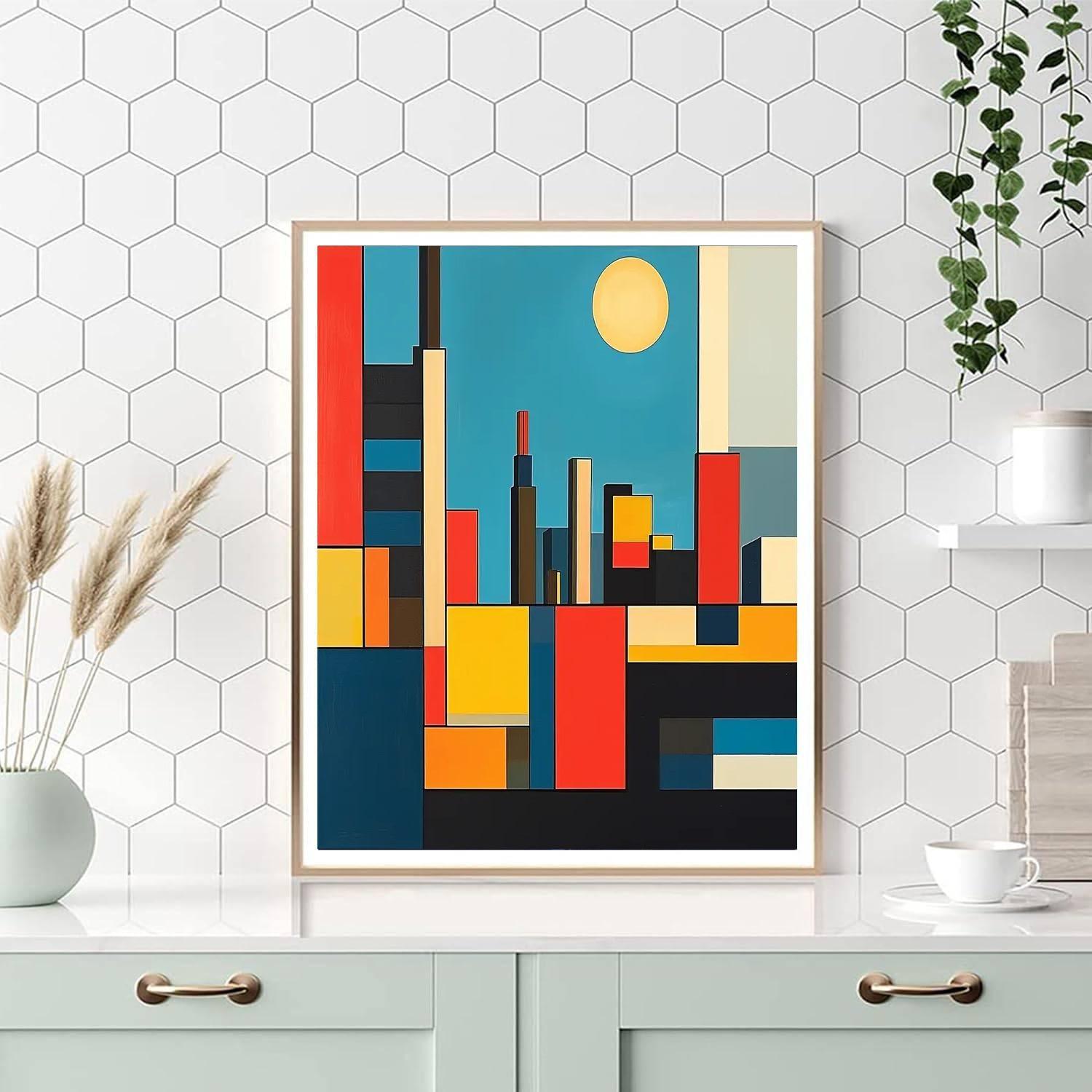 Piet Mondrian Inspired Modern Cityscape In Mondrian  DIY Paint By Numbers