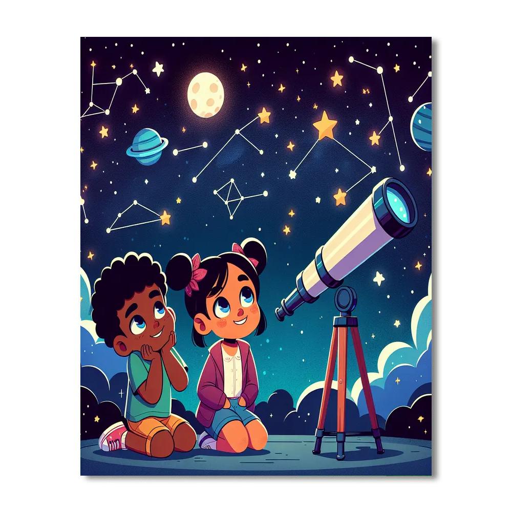 Astronomy Star Gazing Night Painting Number Kit