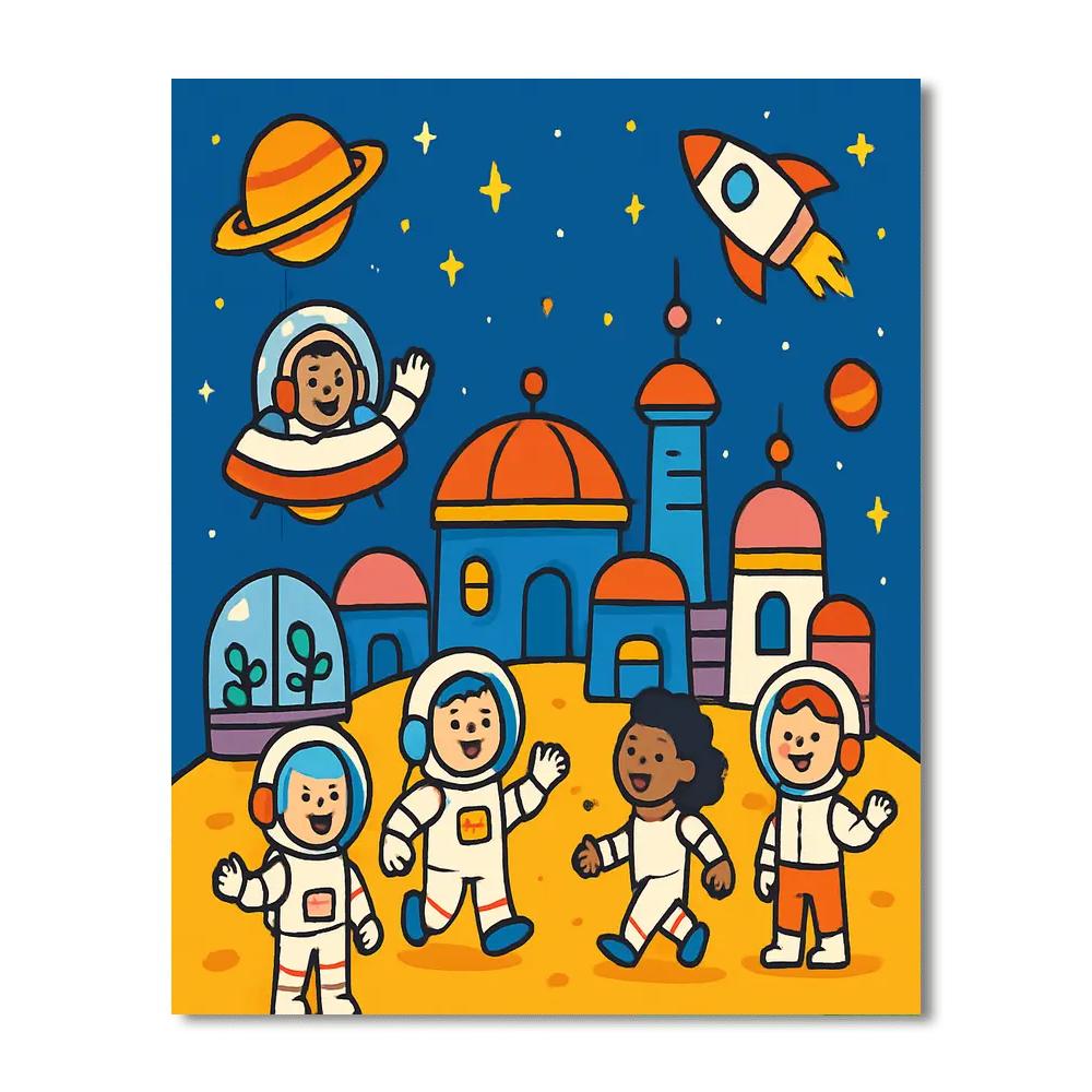 Playful Space Colony Numbered Painting Kits