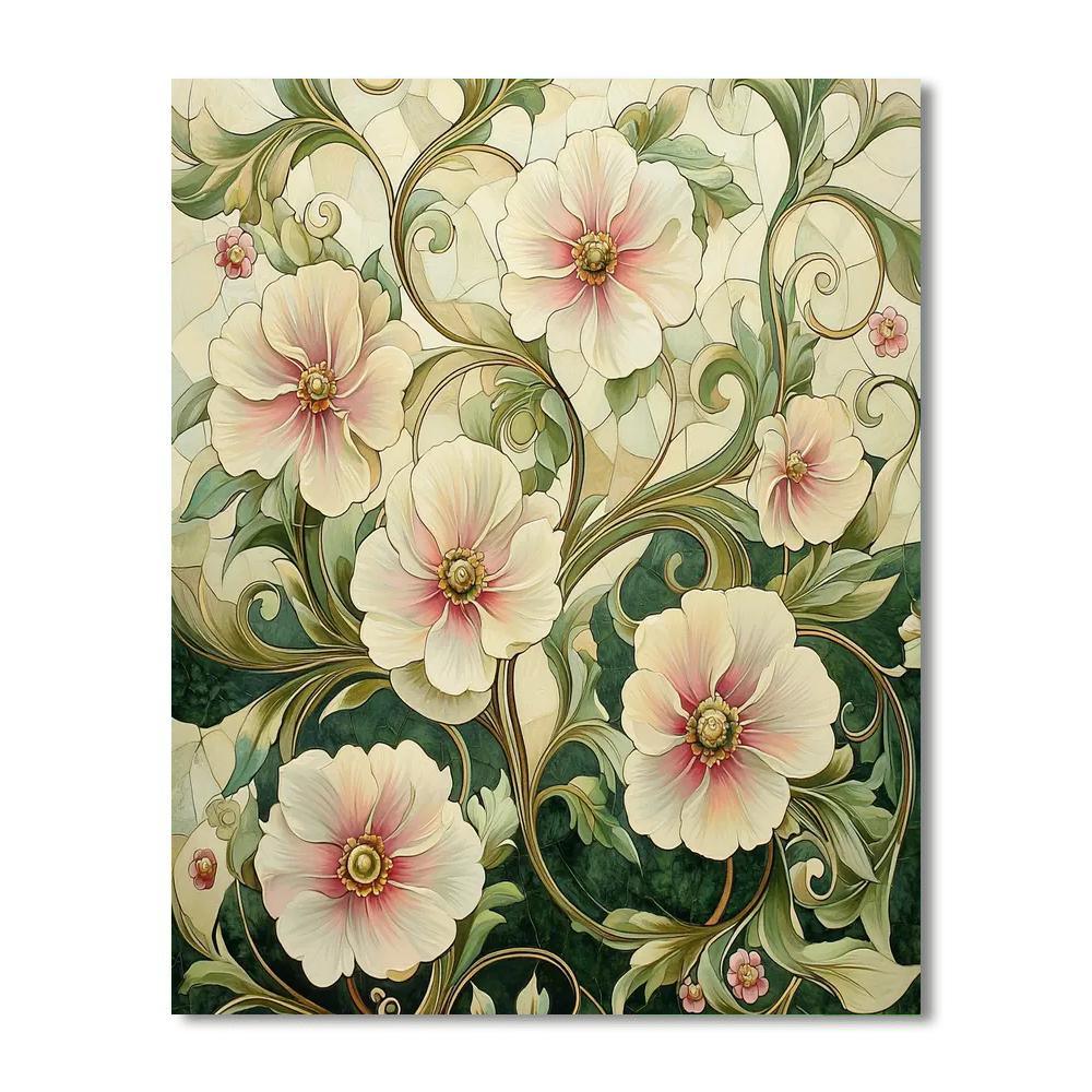 Alphonse Mucha Inspired Enchantment Of Floral Harmony  Paint By Numbers