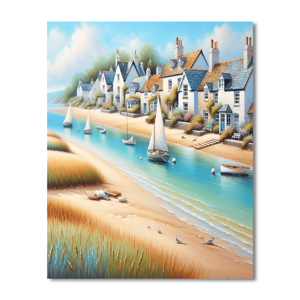 Breezy Coastal Village Number Painting