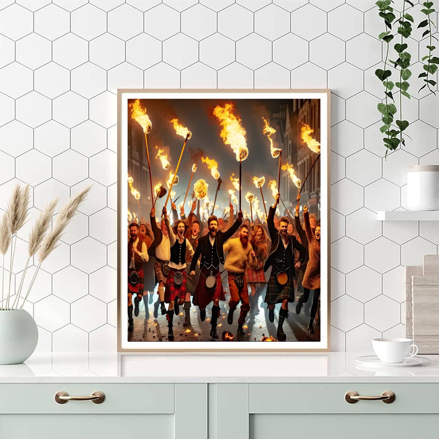 Hogmanay Fireball Ceremony - Scotland Painting By Numbers Kit