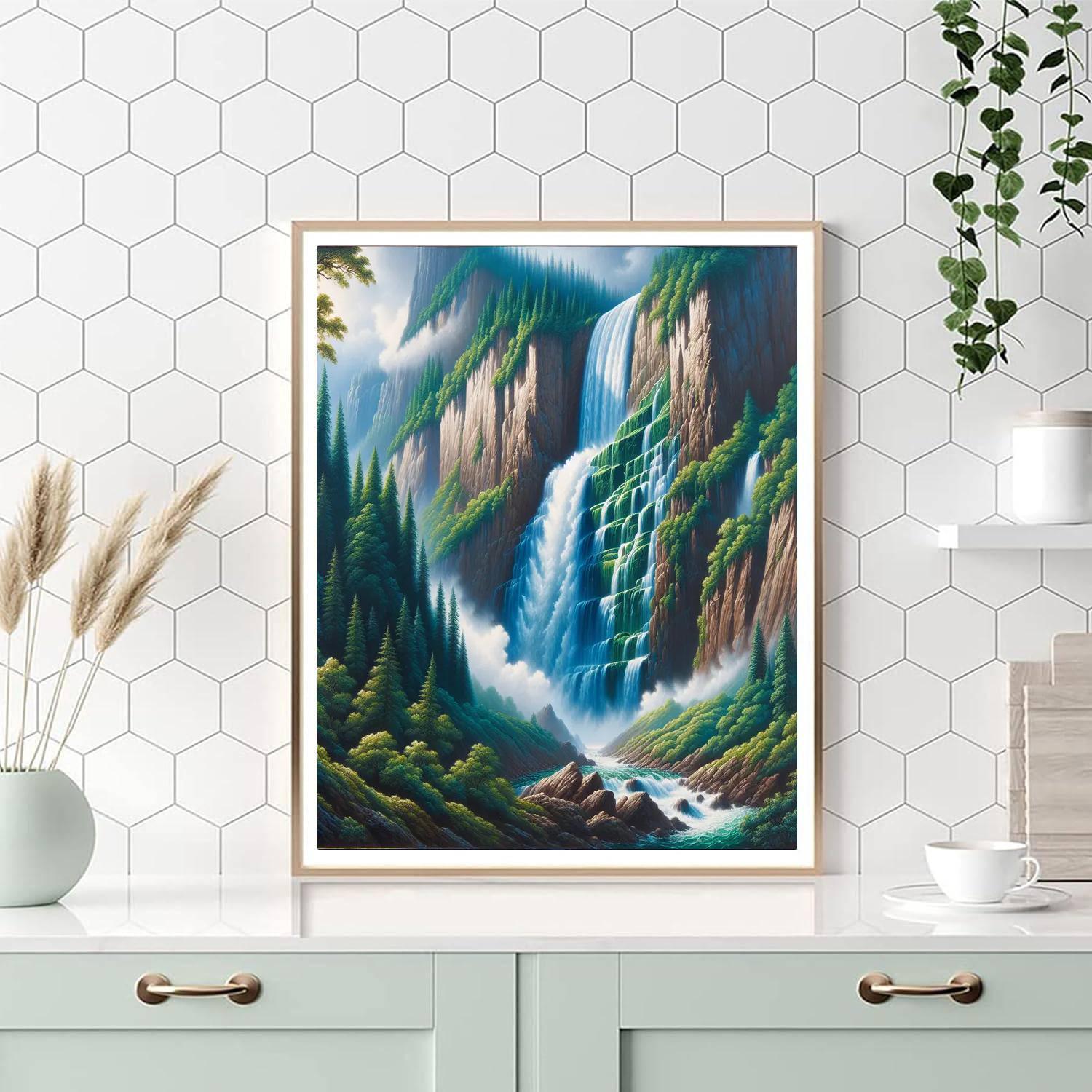 Majestic Waterfall Escape Painting Number Kit