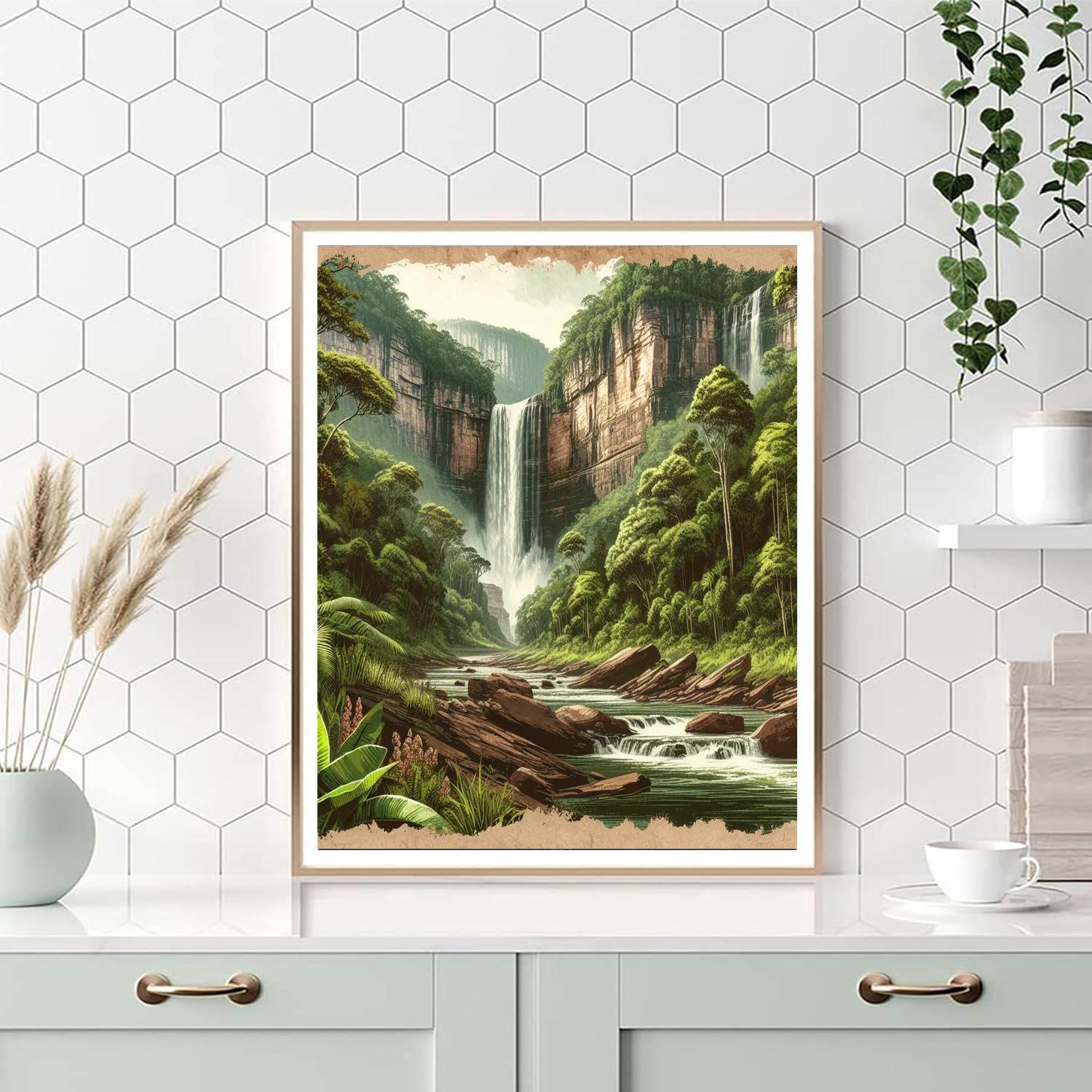 Majestic Waterfall Vista Paint By Numbers Art