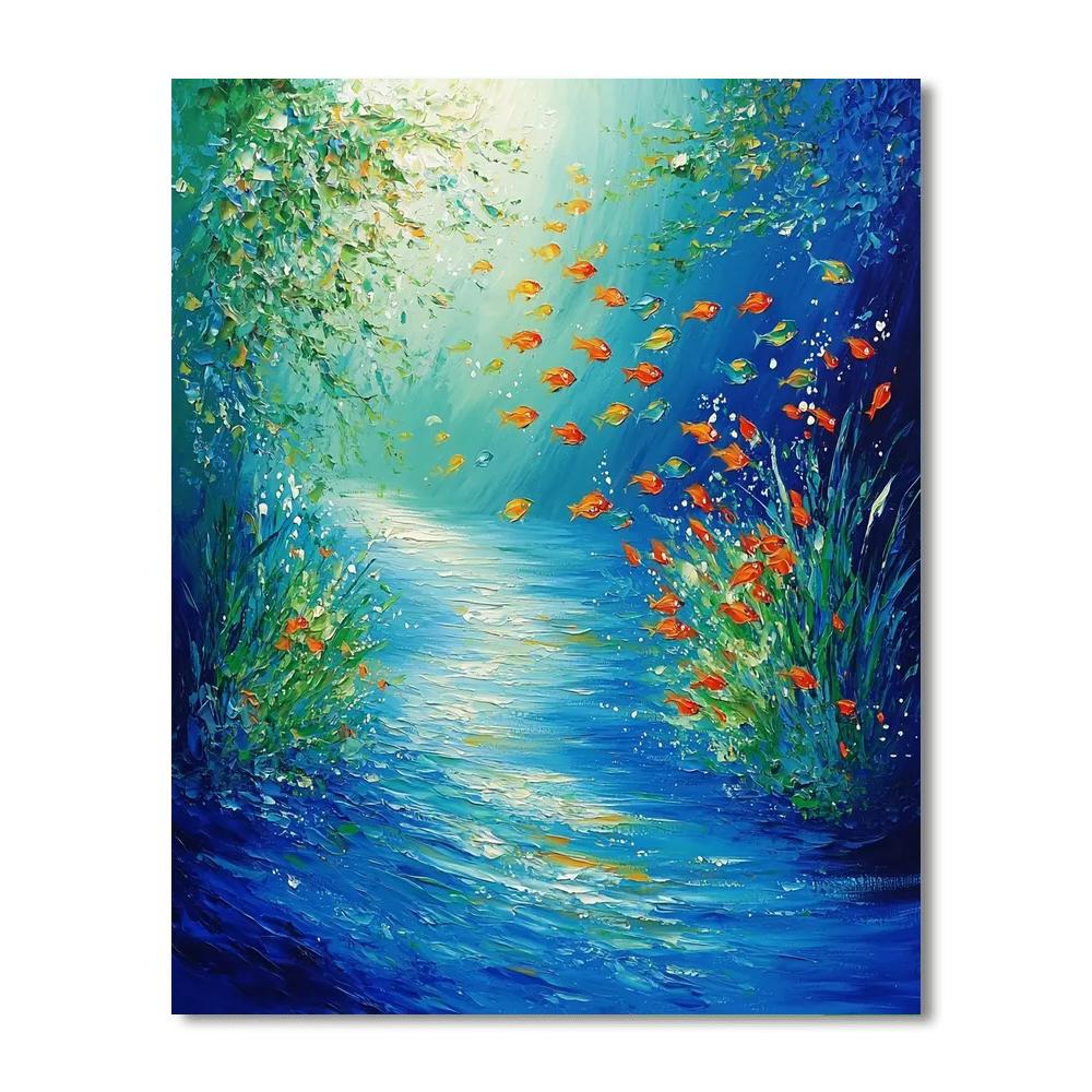 Claude Monet Inspired Enchanting Underwater Scene  Paint By Numbers Kits