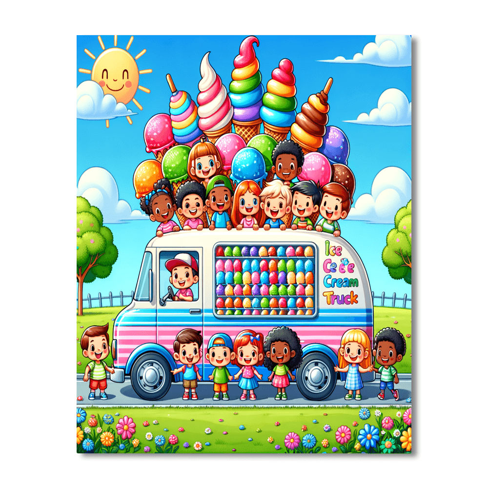 Cheery Ice Cream Truck Paint By Number