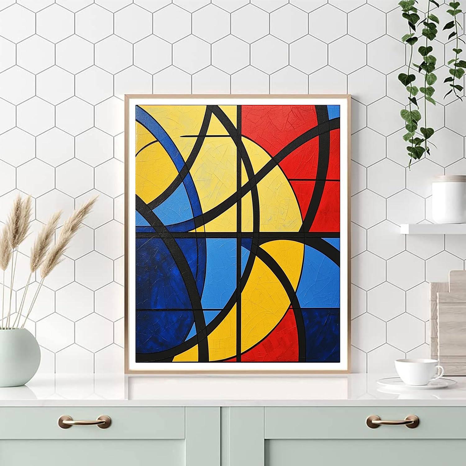 Piet Mondrian Inspired Dazzling Geometric Waves  Paint By Numbers Kits